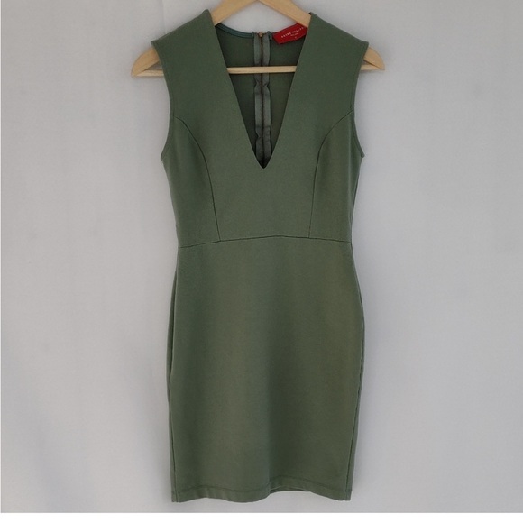 AKIRA Dresses & Skirts - Akira Green V-Neck Sheath Mini Dress Sleeveless Cocktail